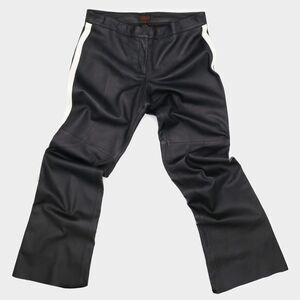 Vintage 90s Y2K‎ Black White Striped Leather Mid-Rise Pants Size Large